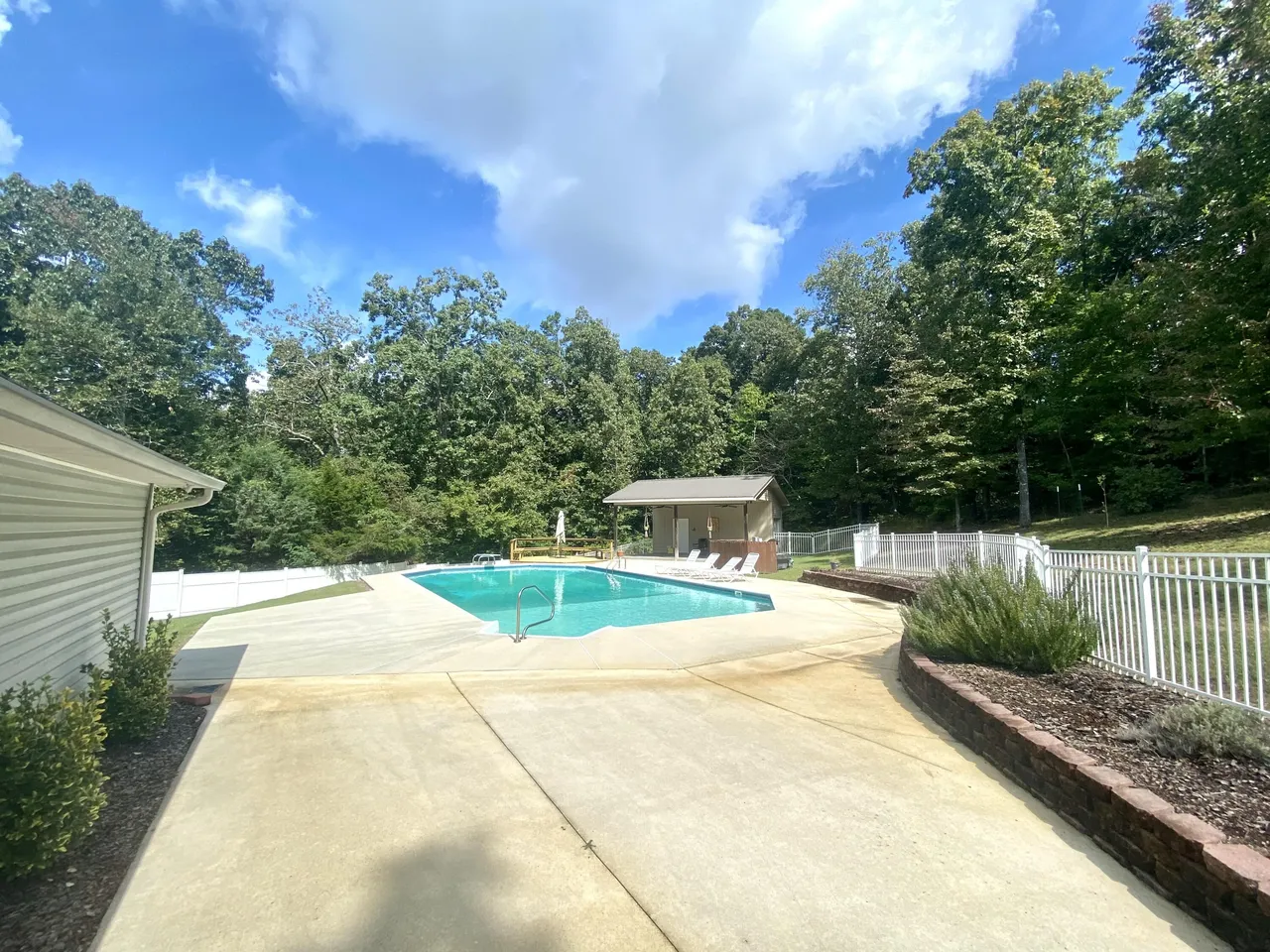 Private saltwater pool and pool house