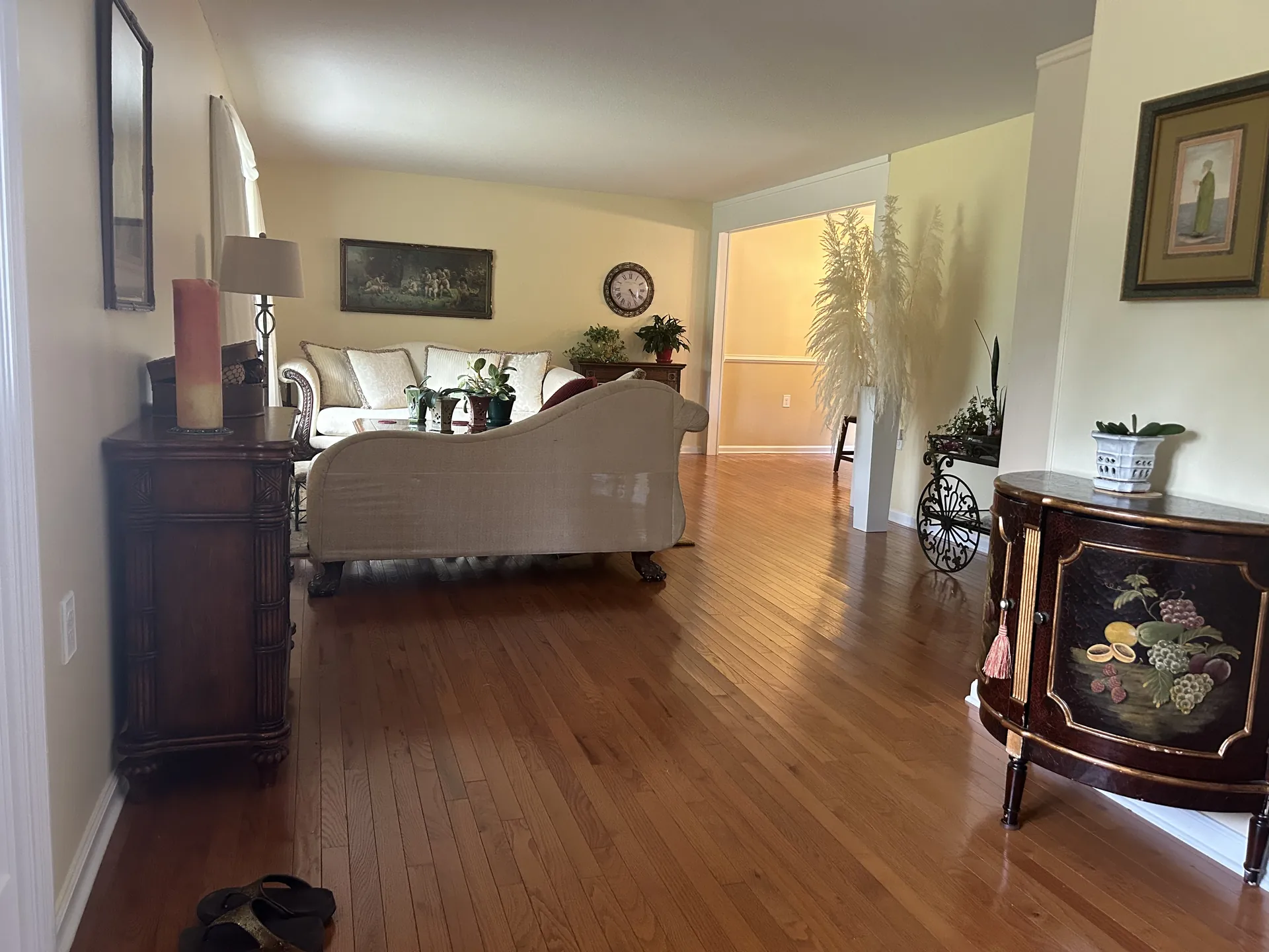 Updated living room with hardwood flooring